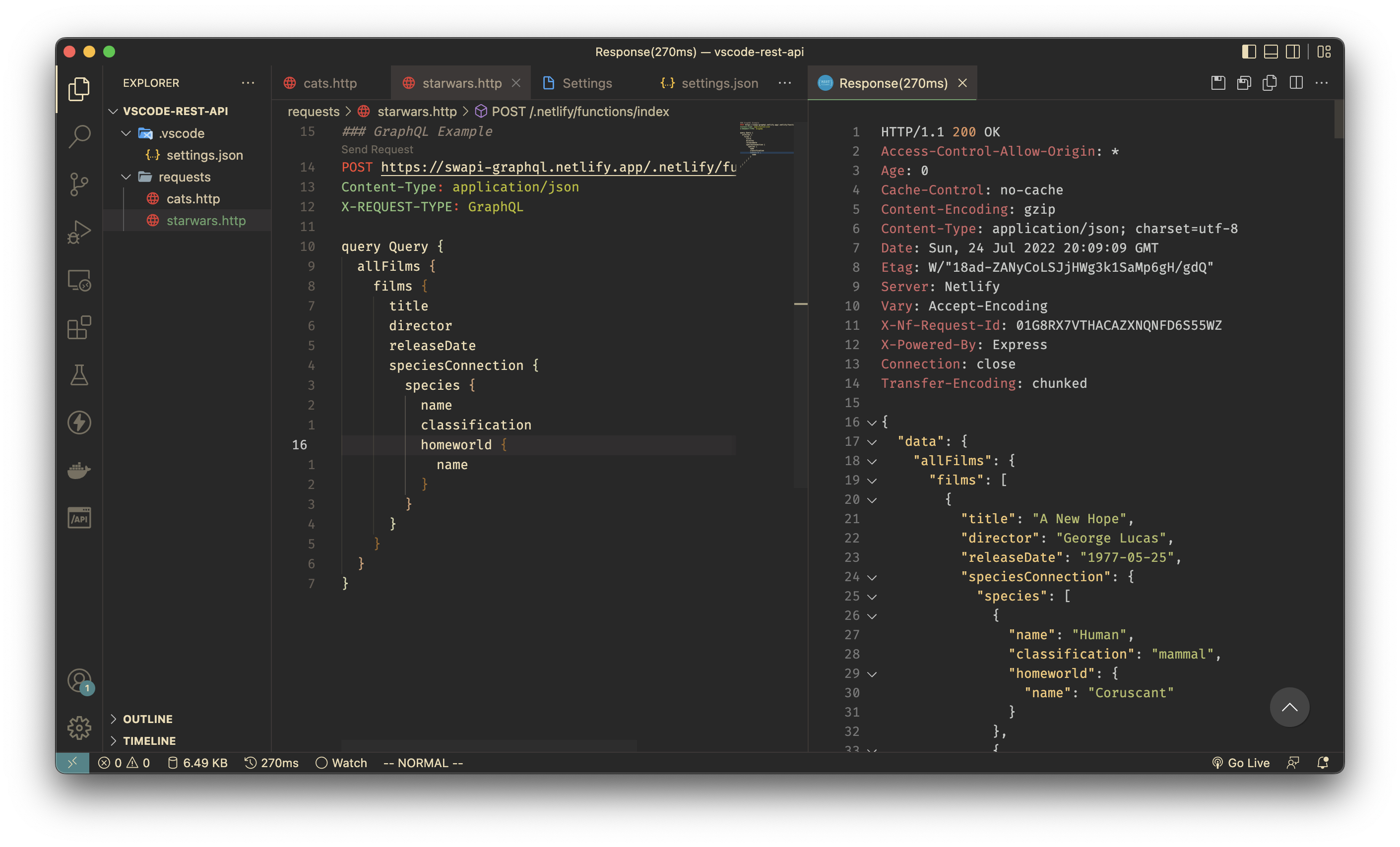 Graphql request example