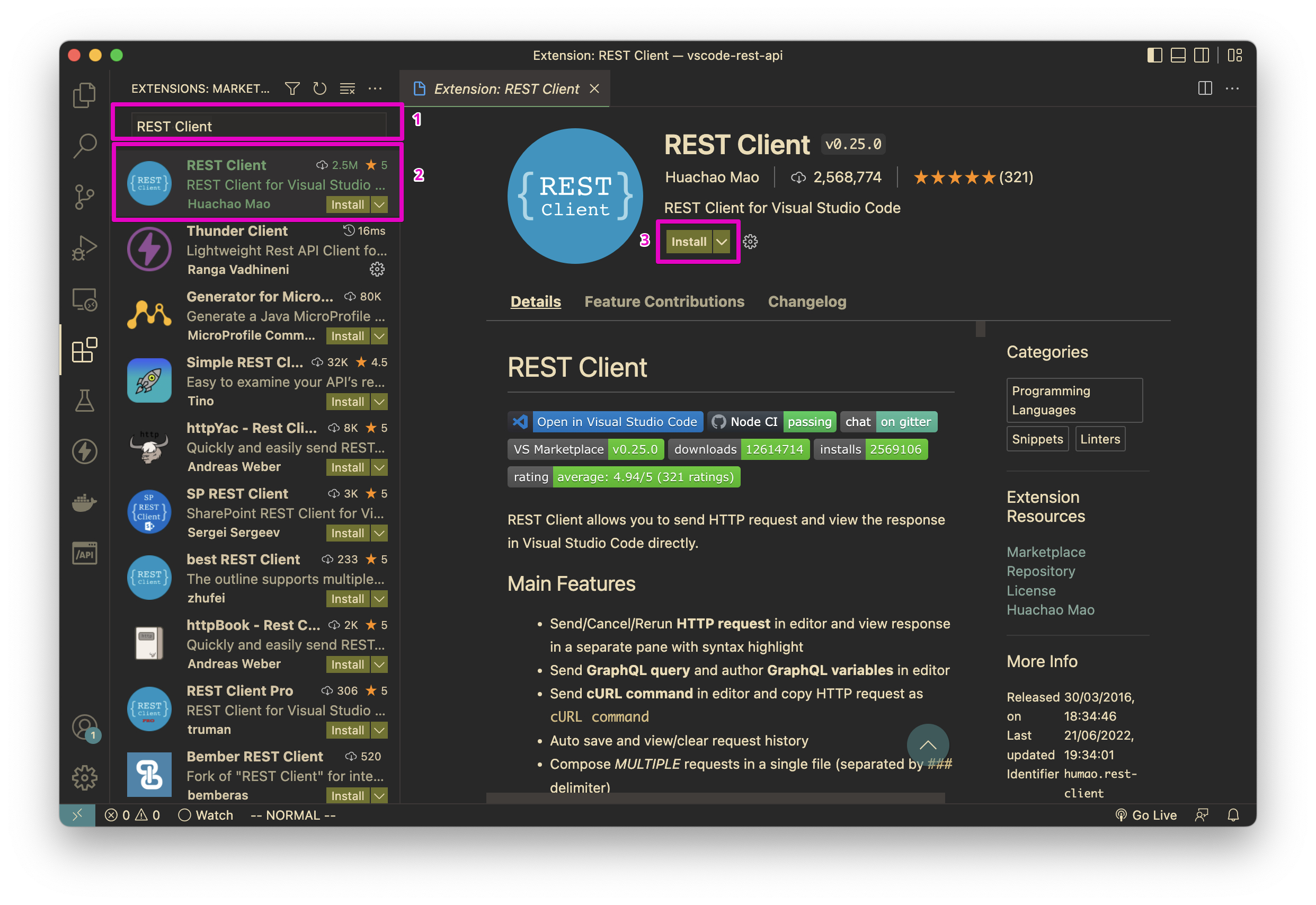 REST Client install