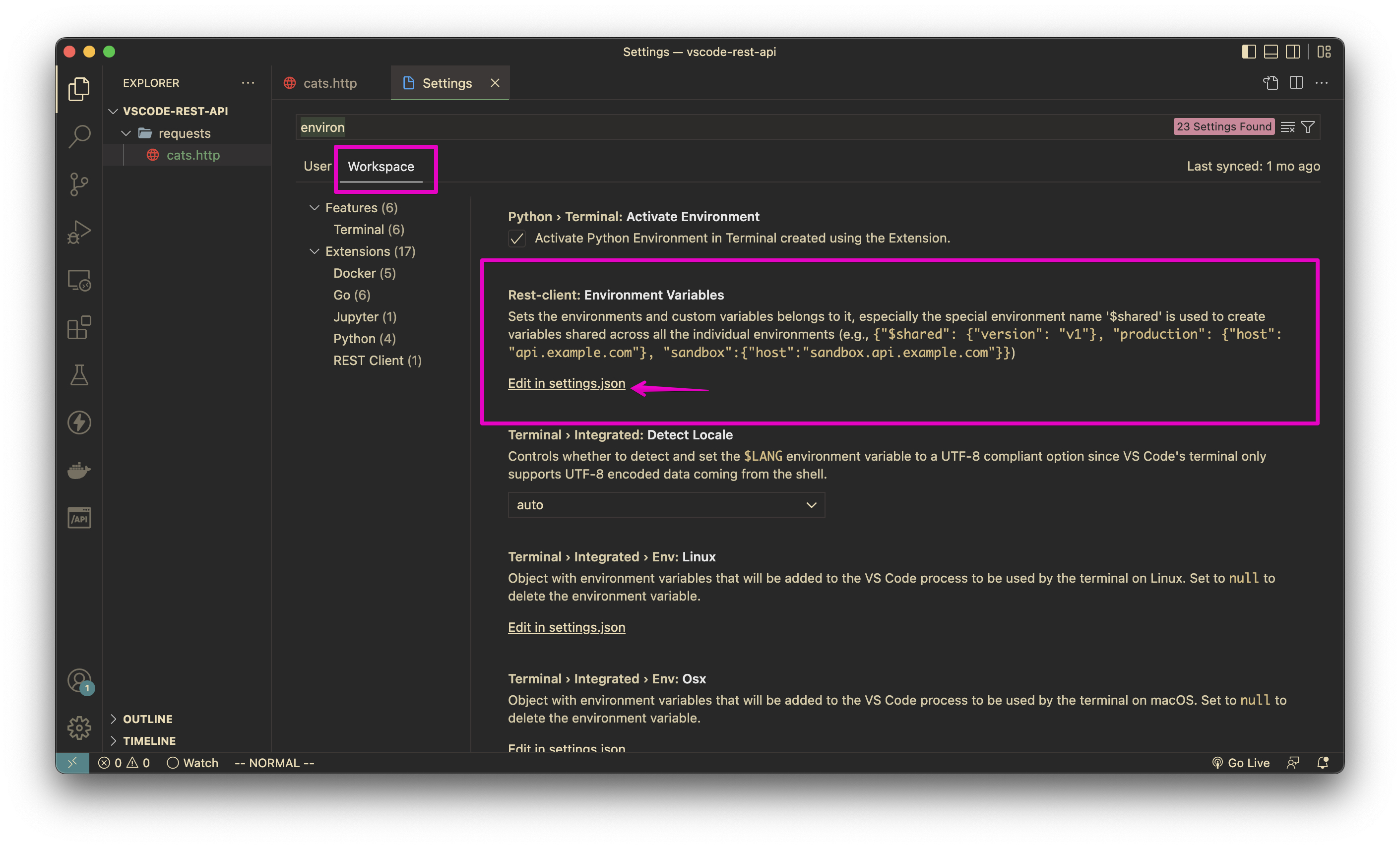 Workspace settings